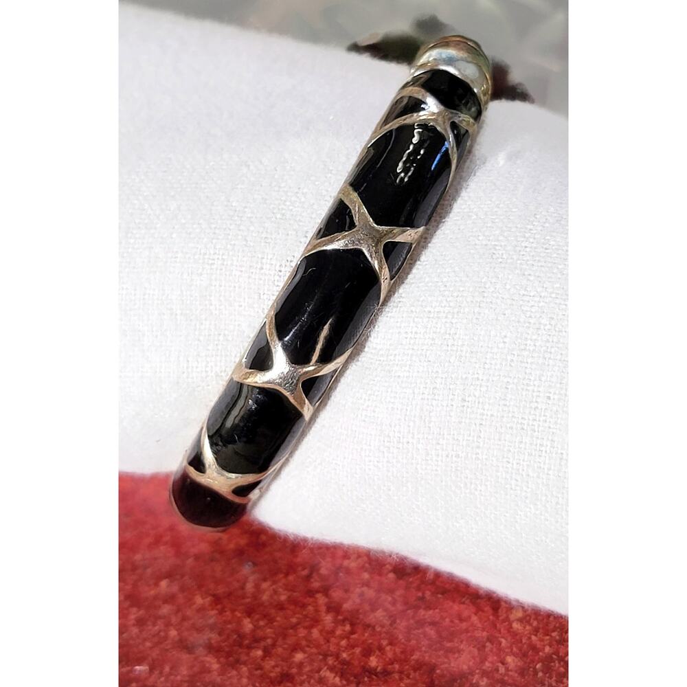 Black and Gold Enamel Cloisonné Bracelets - Timeless Elegance